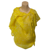Sheer Bathing Suit Cover Up w/ Bustline drawstring-Yellow/Go